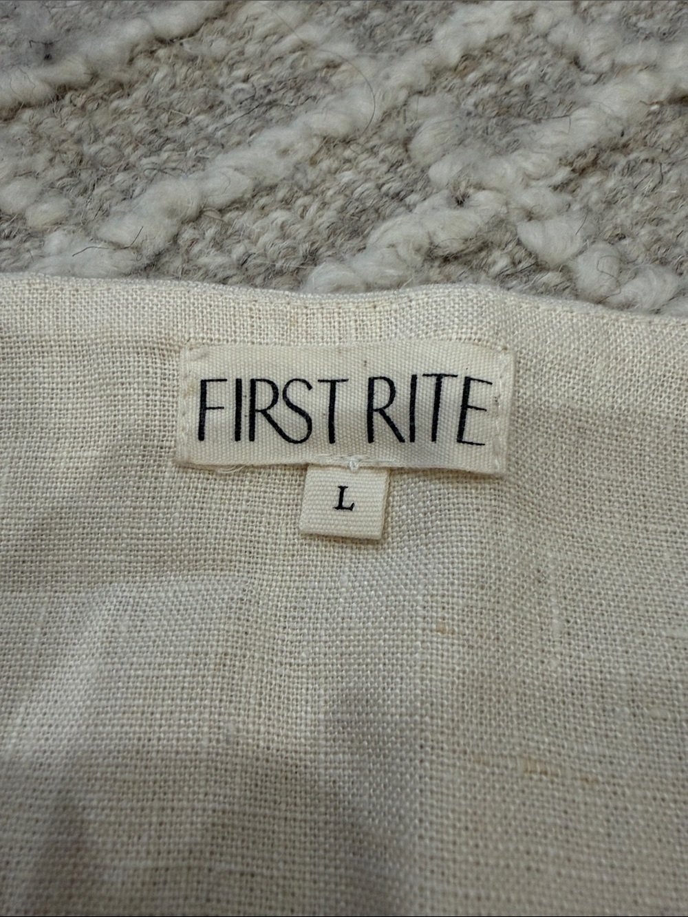 First Rite Cream Linen- Button Front Women's Vest - Picture 2 of 5